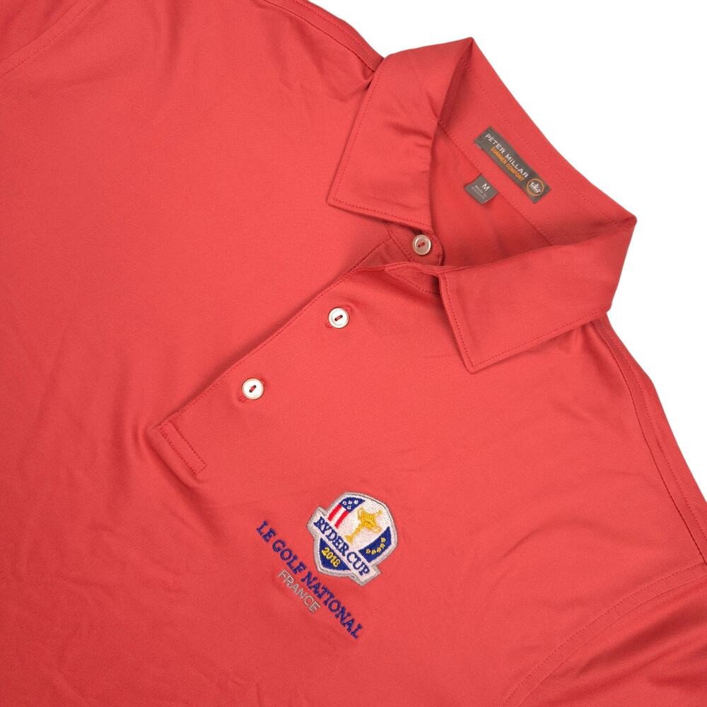 Peter Millar Ryder Cup 2018 Polo Shirt Mens Medium Pink Le Golf National